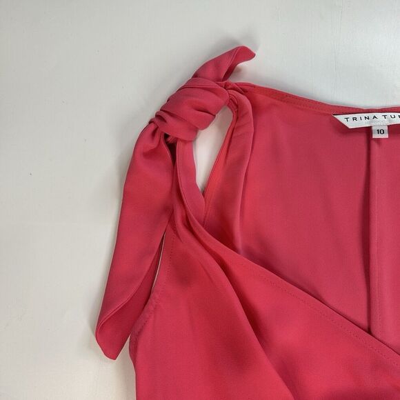 Trina Turk Top Womens 10 Pink Sleeveless Knot Beachy Resort Flowy Blouse - Picture 3 of 8